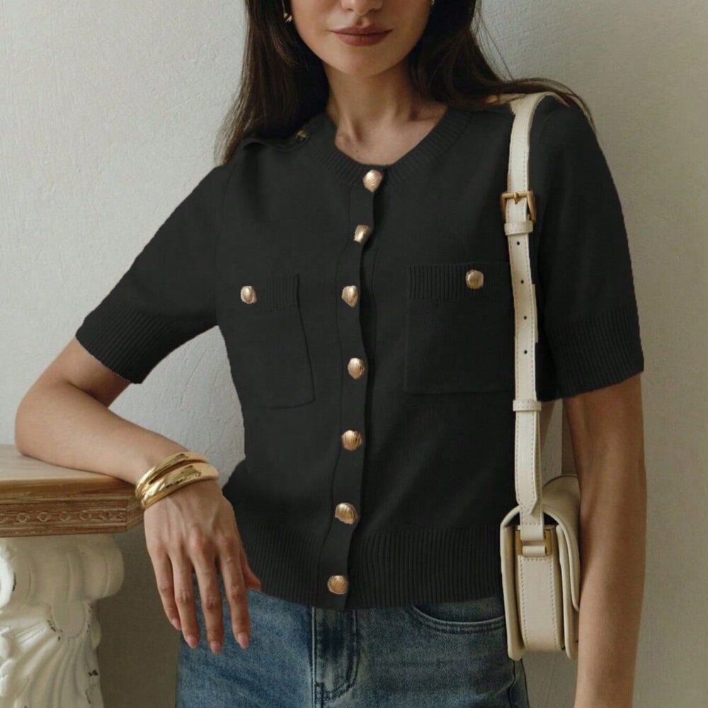 Button-Down Short Sleeve Cardigan